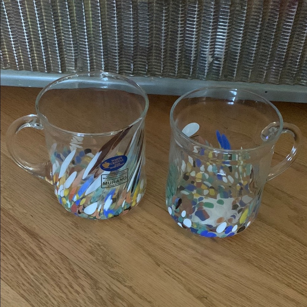 New Murano Artistic Glass Mugs with Colorful Accents